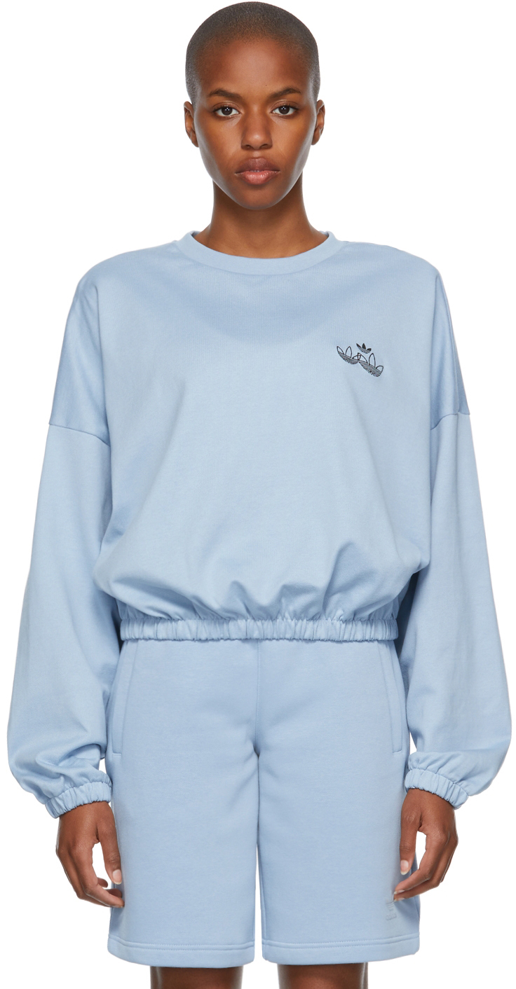 adidas Originals: Blue Triple Trefoil Sweatshirt | SSENSE