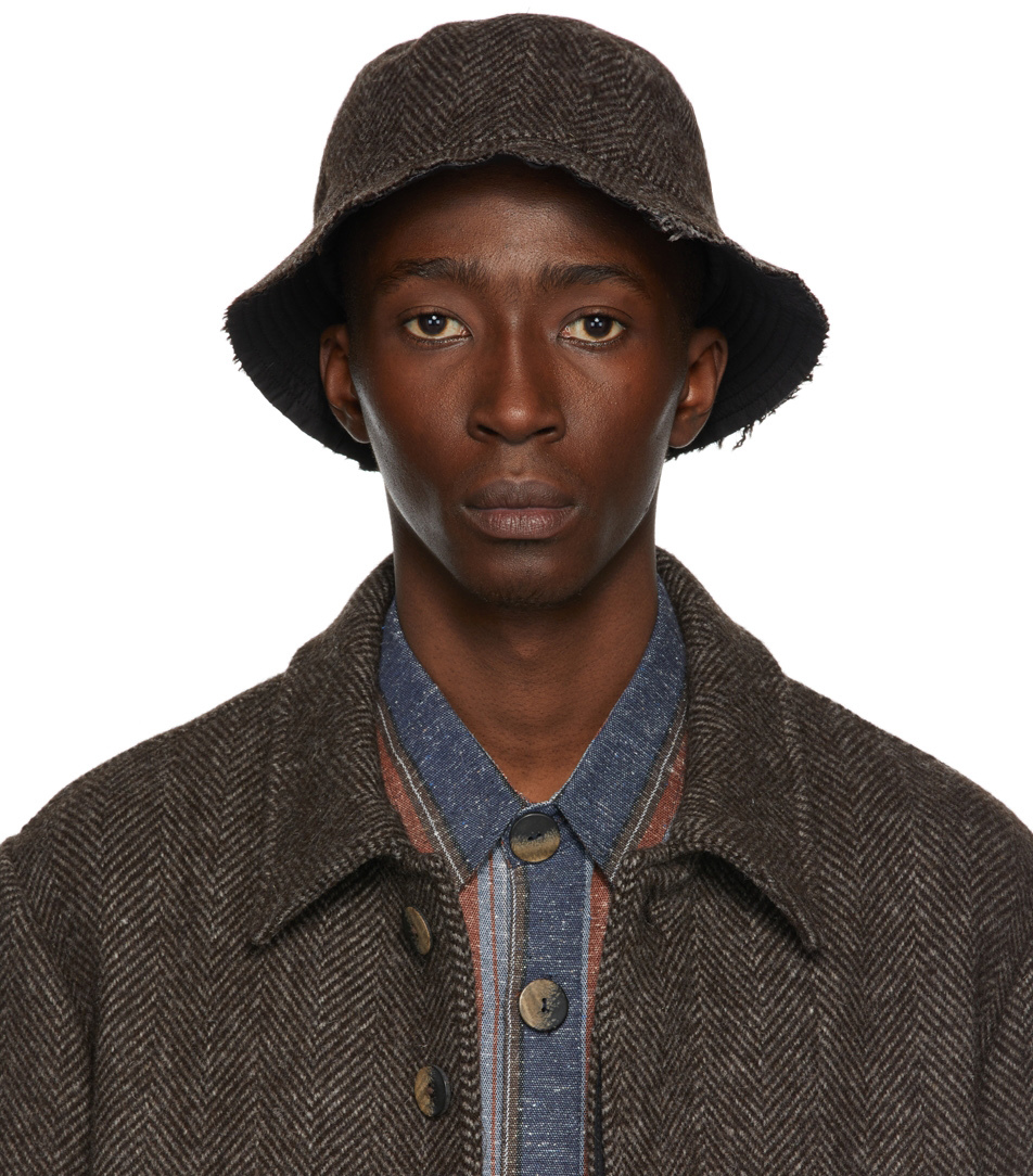 Labrum Reversible Brown Tweed Bucket Hat