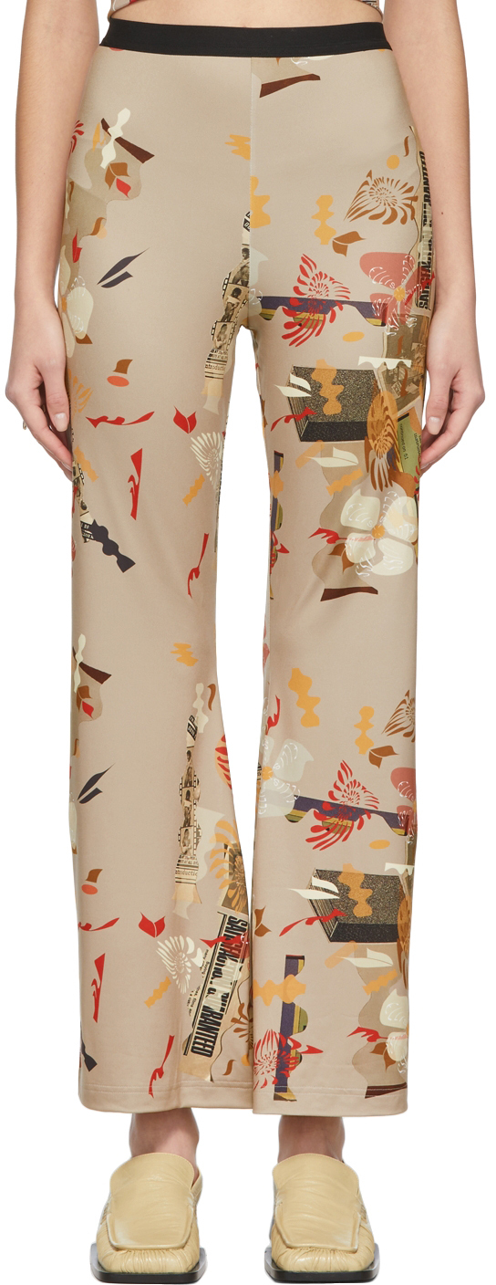 SSENSE Exclusive Beige Ditsy Floral Cut-Out Trousers