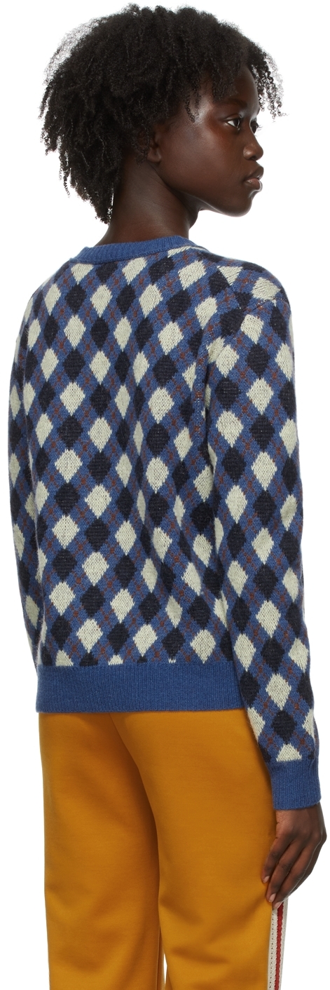 Wales Bonner Blue Williams Argyle Sweater | Smart Closet