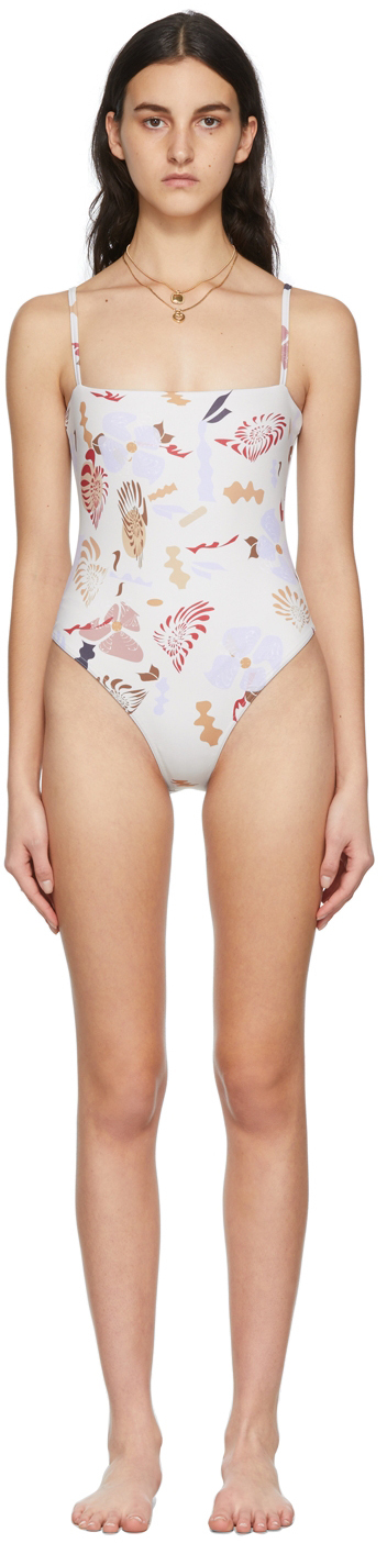 ELLISS SSENSE Exclusive Grey Ditsy Floral Cut-Out Swimsuit