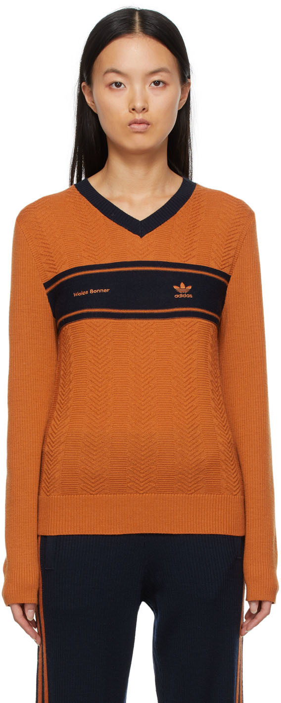 Wales Bonner Orange adidas Originals Edition Knit V-Neck Sweater