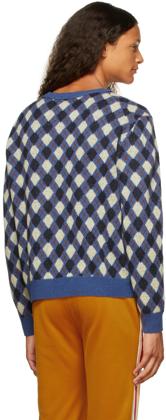 Wales Bonner Blue Williams Argyle Sweater | Smart Closet