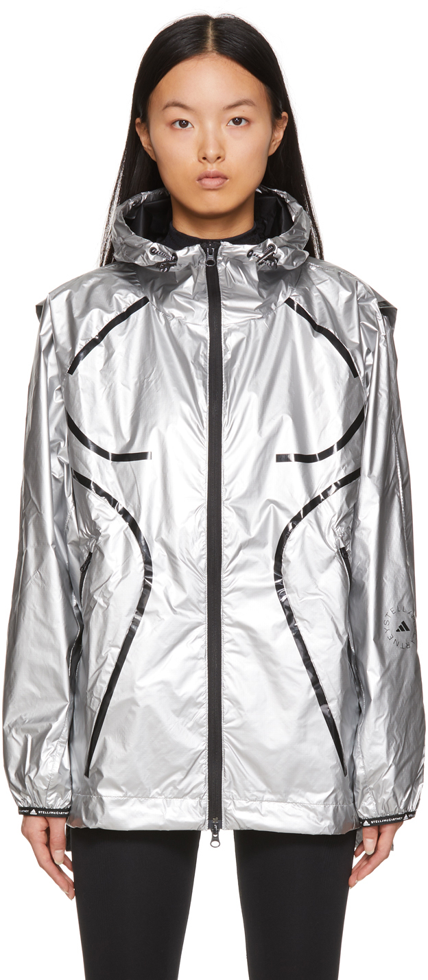 adidas by Stella McCartney Silver Metallic Truepace Running Jacket | Smart  Closet