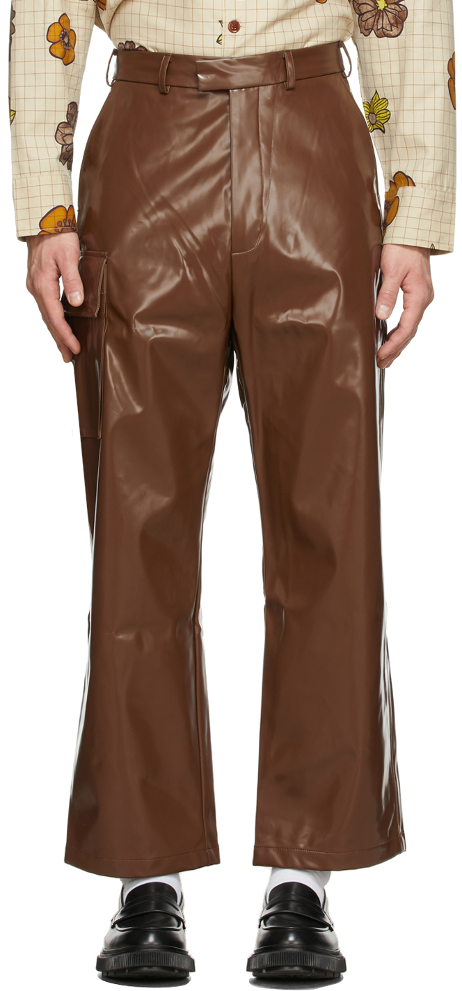 CMMN SWDN Brown PVC Jax Cargo Trousers