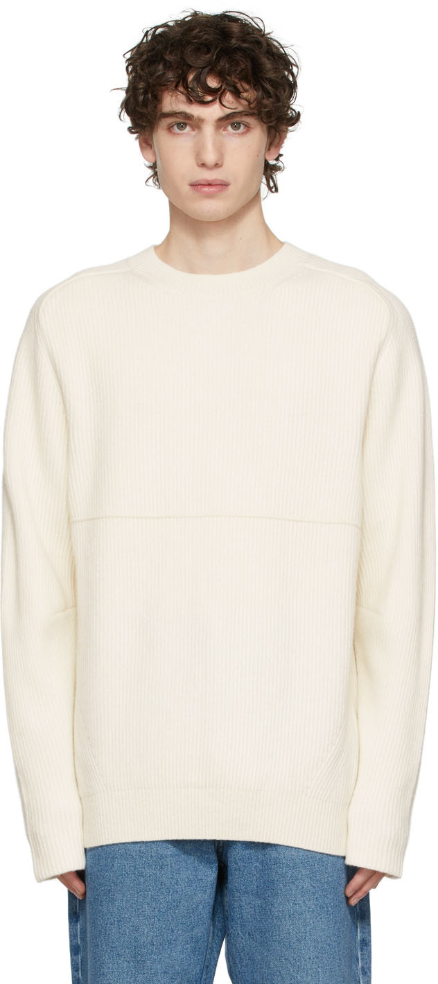 Off-White Wool Round Neck Knit Sweater 
