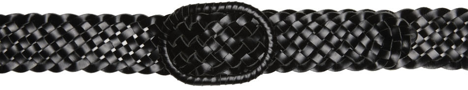 Totême Black Leather Wide Braided Belt