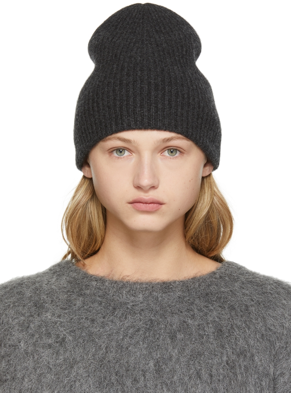 Grey Rib Cashmere Beanie | SSENSE Canada