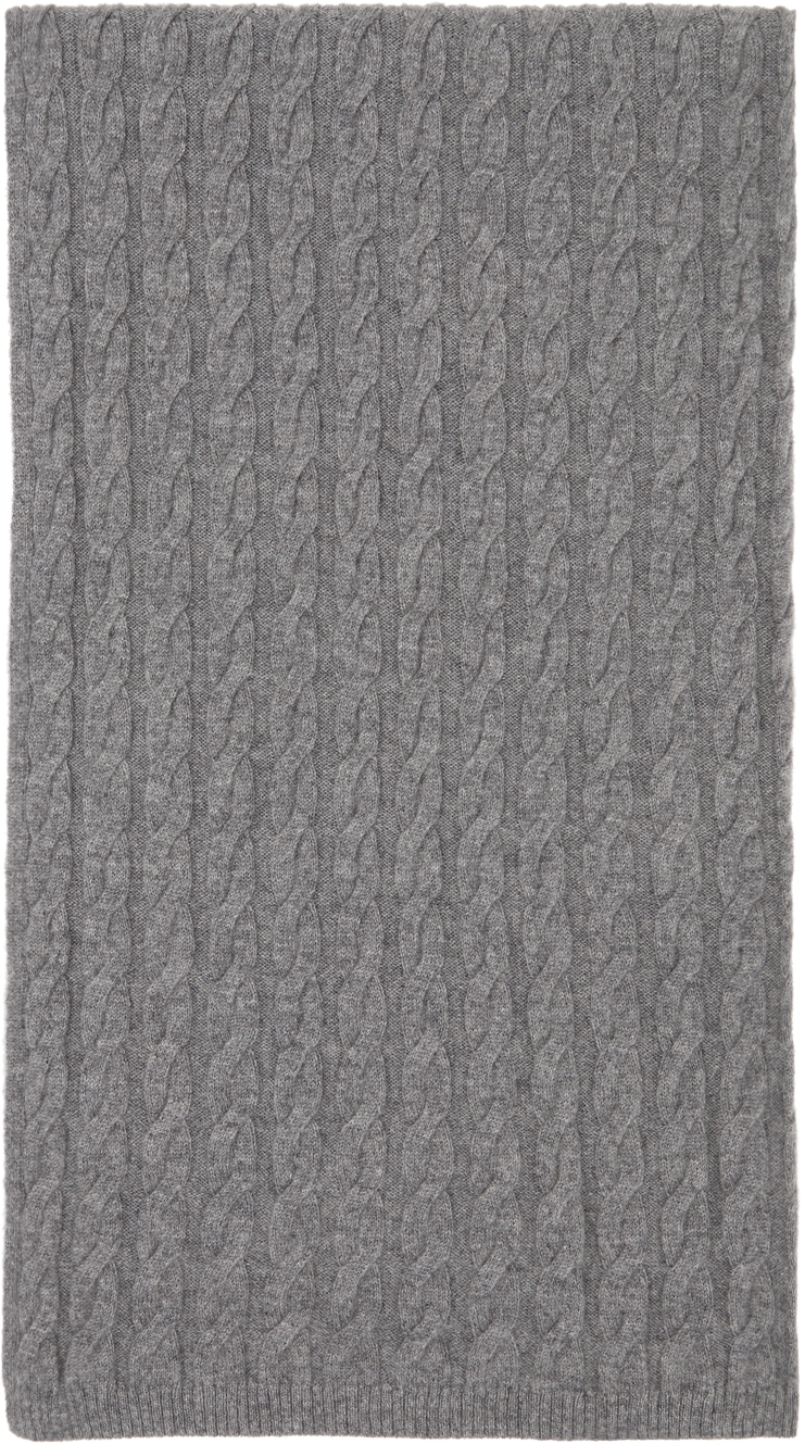 Totême Grey Cashmere Cable Knit Scarf