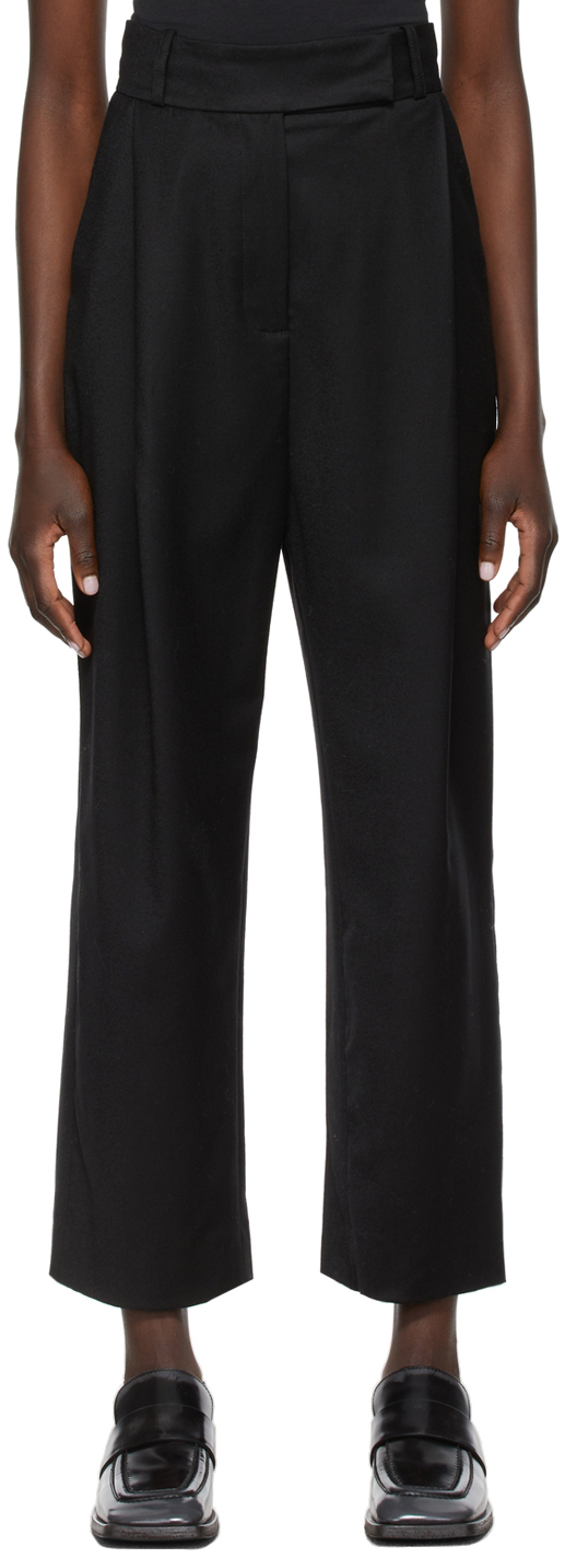 Totême Deep Pleat Trousers Black In 200 Black