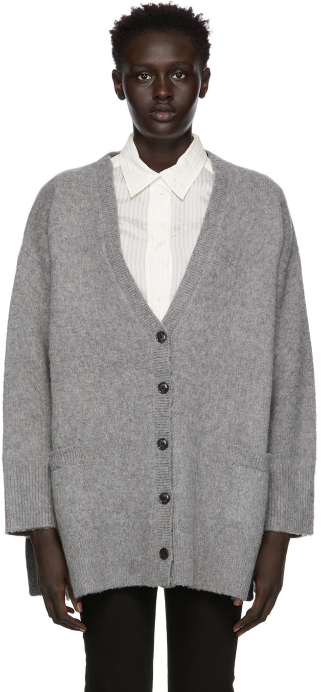 TOTEME: Grey Brushed Wool Cardigan | SSENSE Canada