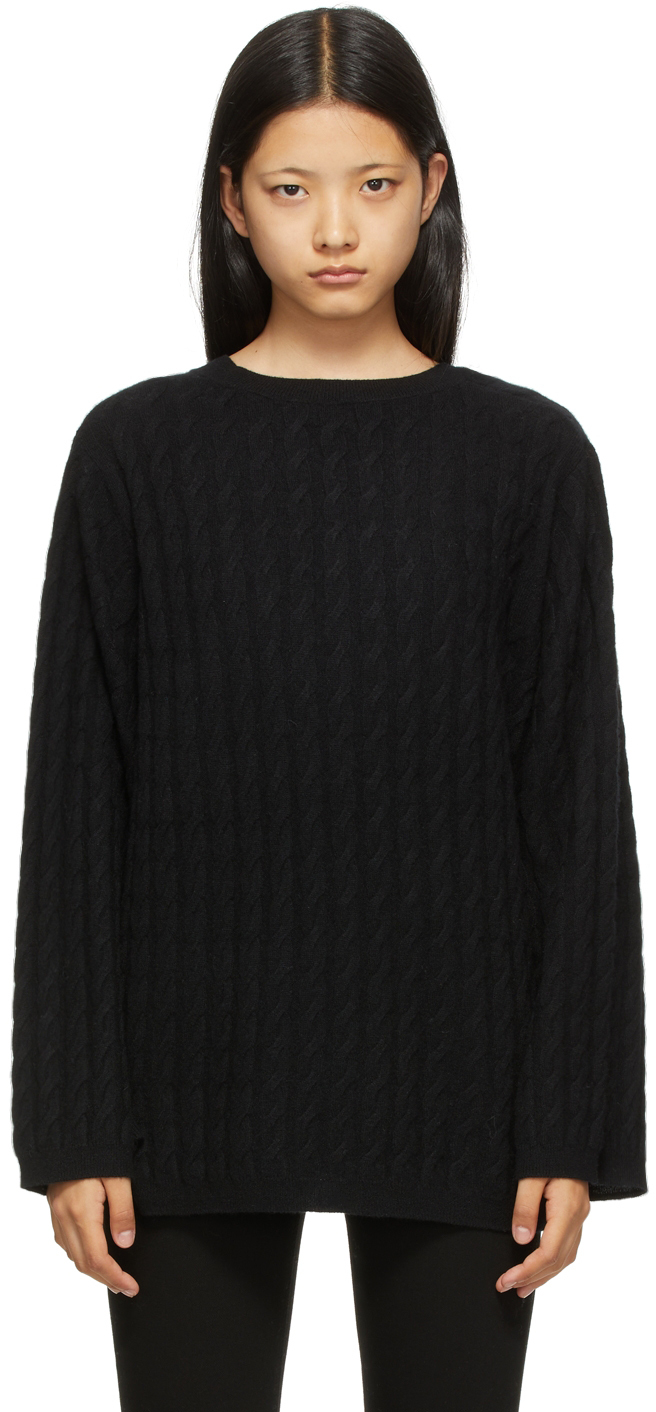 Totême: Black Cashmere Cable Knit Sweater | SSENSE