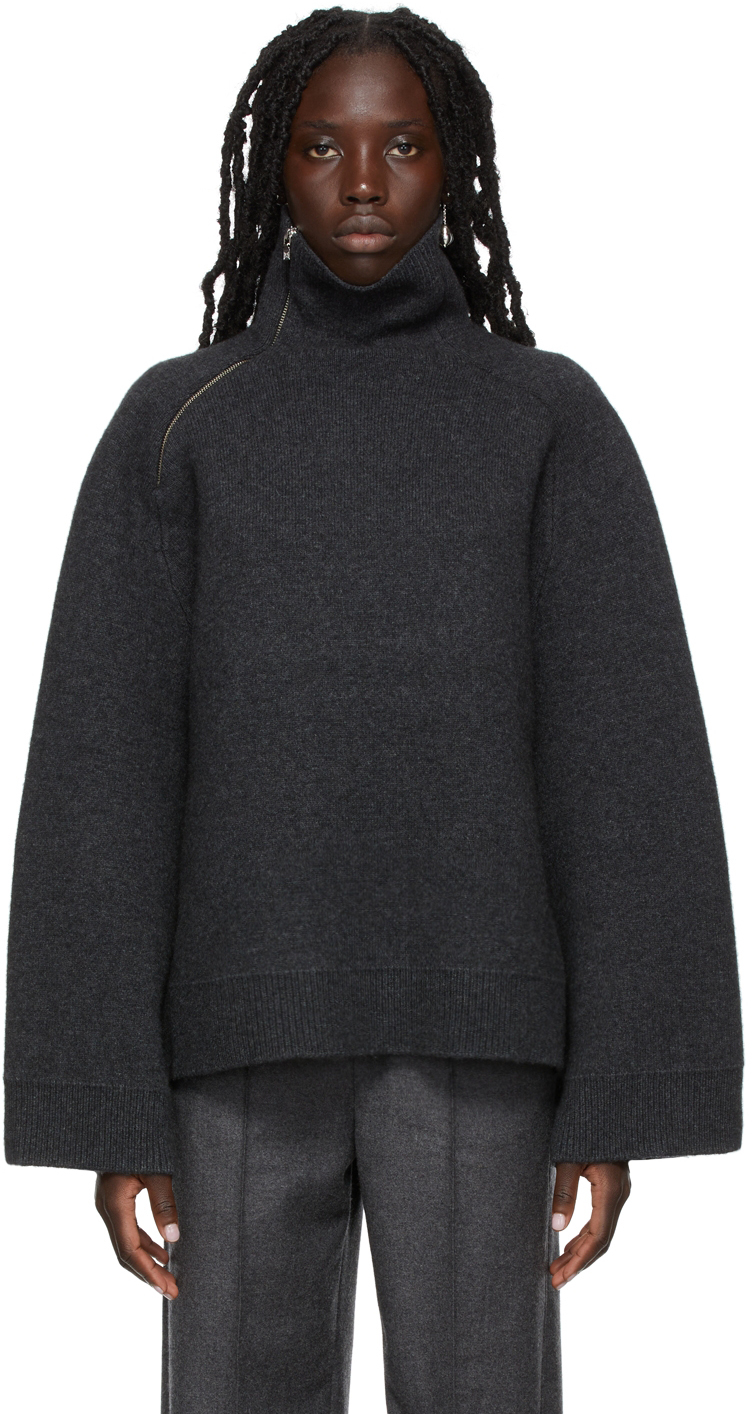 Totême: Yak Double Sided Zip-Up Sweater | SSENSE Canada