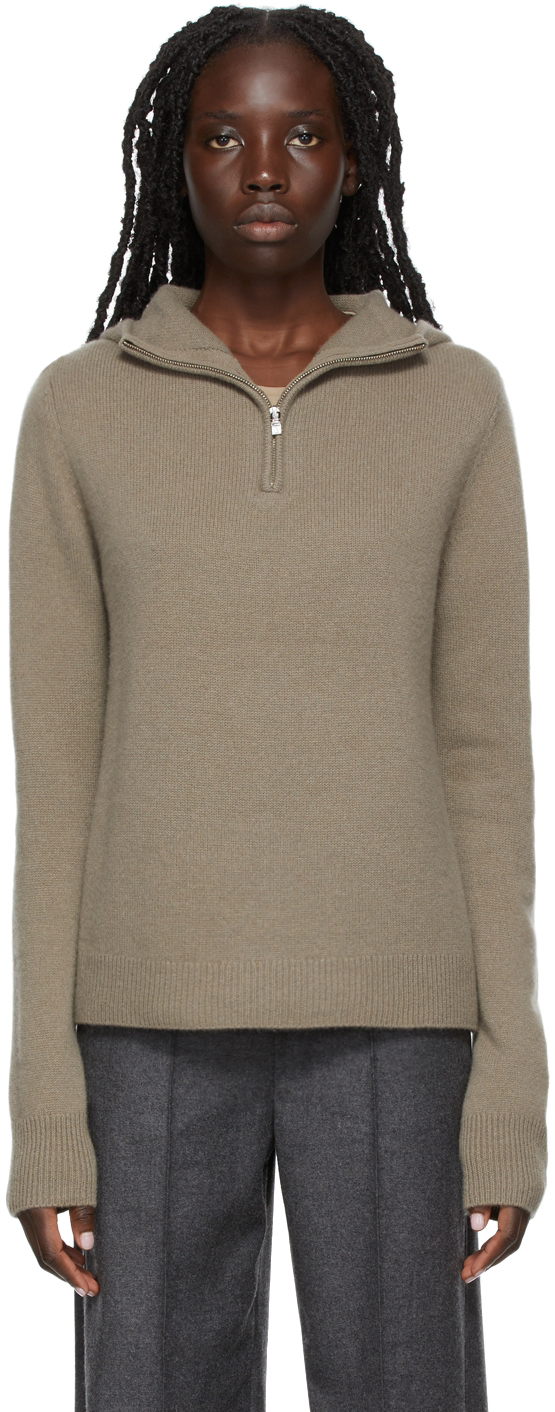 cashmere zip front hoodie