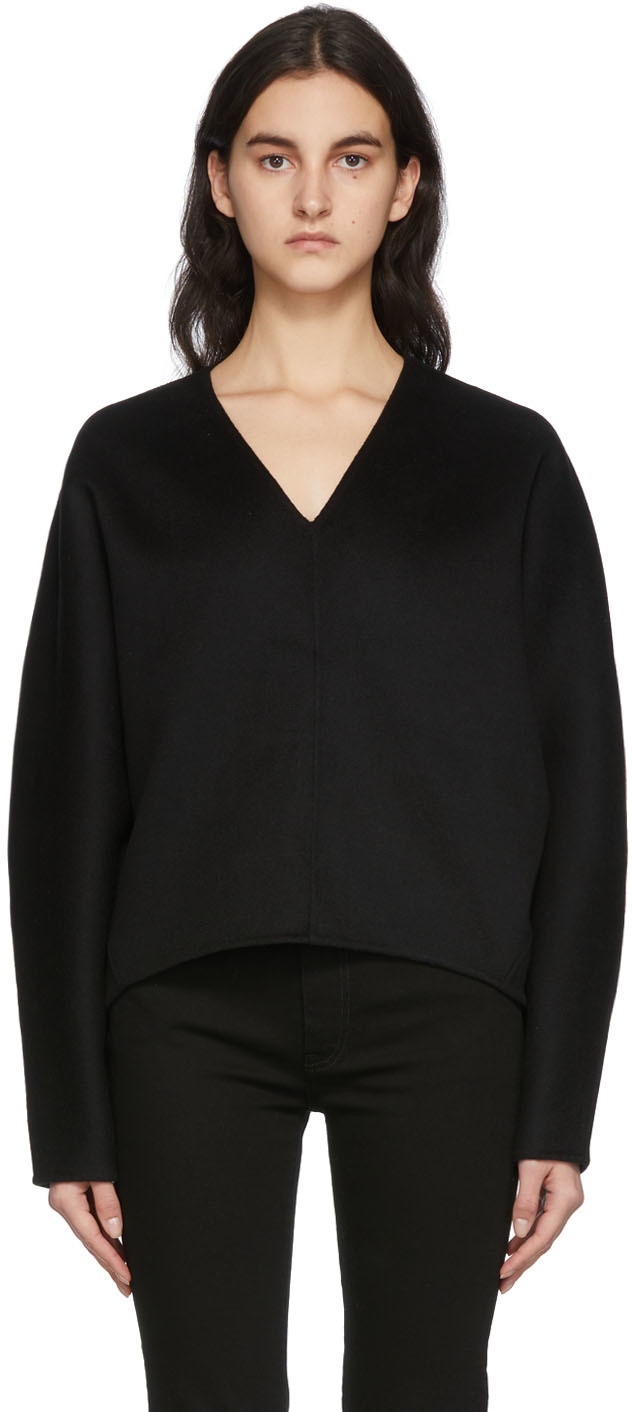 Black Double Wool Cashmere Sweater