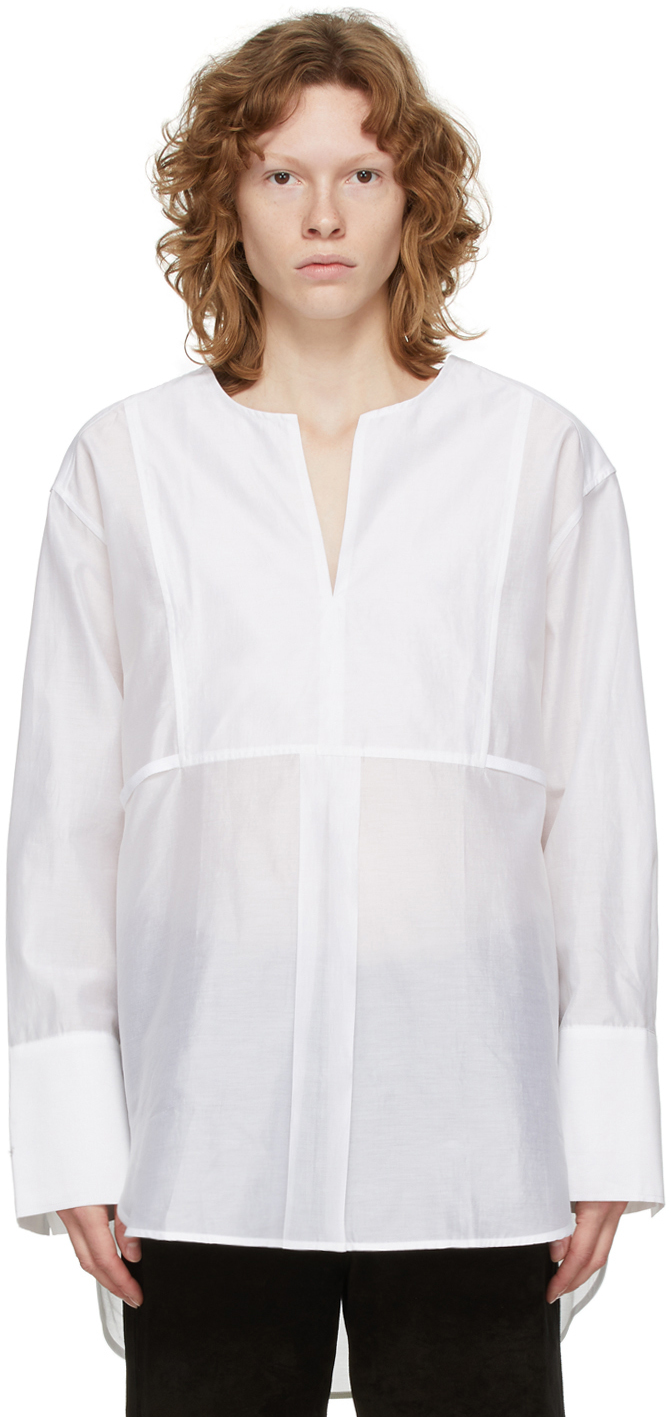 Click to view more detailed imagery on our partner's website Totême Cotton And Silk-blend Poplin Blouse In White