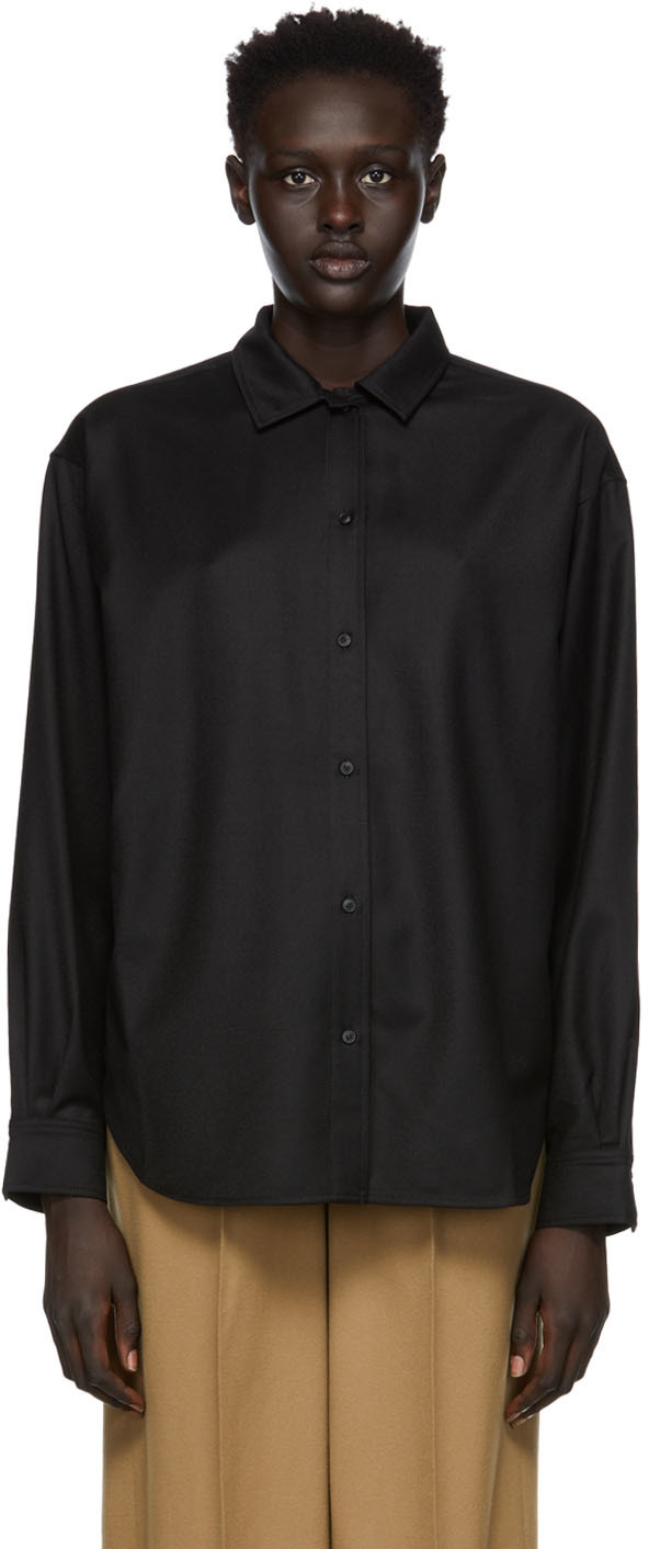 Totême Black Smooth Flannel Shirt | Smart Closet