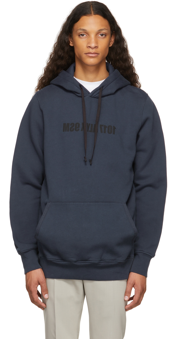 1017 ALYX 9SM: Blue Cotton-Blend Fleece Hoodie | SSENSE