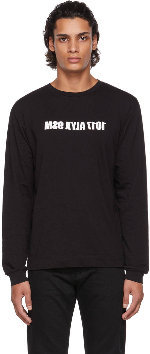 1017 ALYX 9SM Black White Mirrored Logo Long Sleeve T Shirt