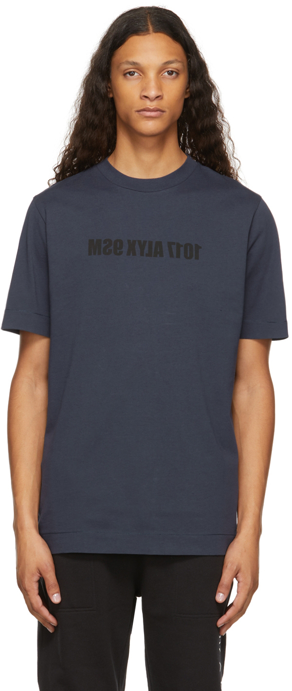 1017 ALYX 9SM Navy Mirrored Logo T-Shirt
