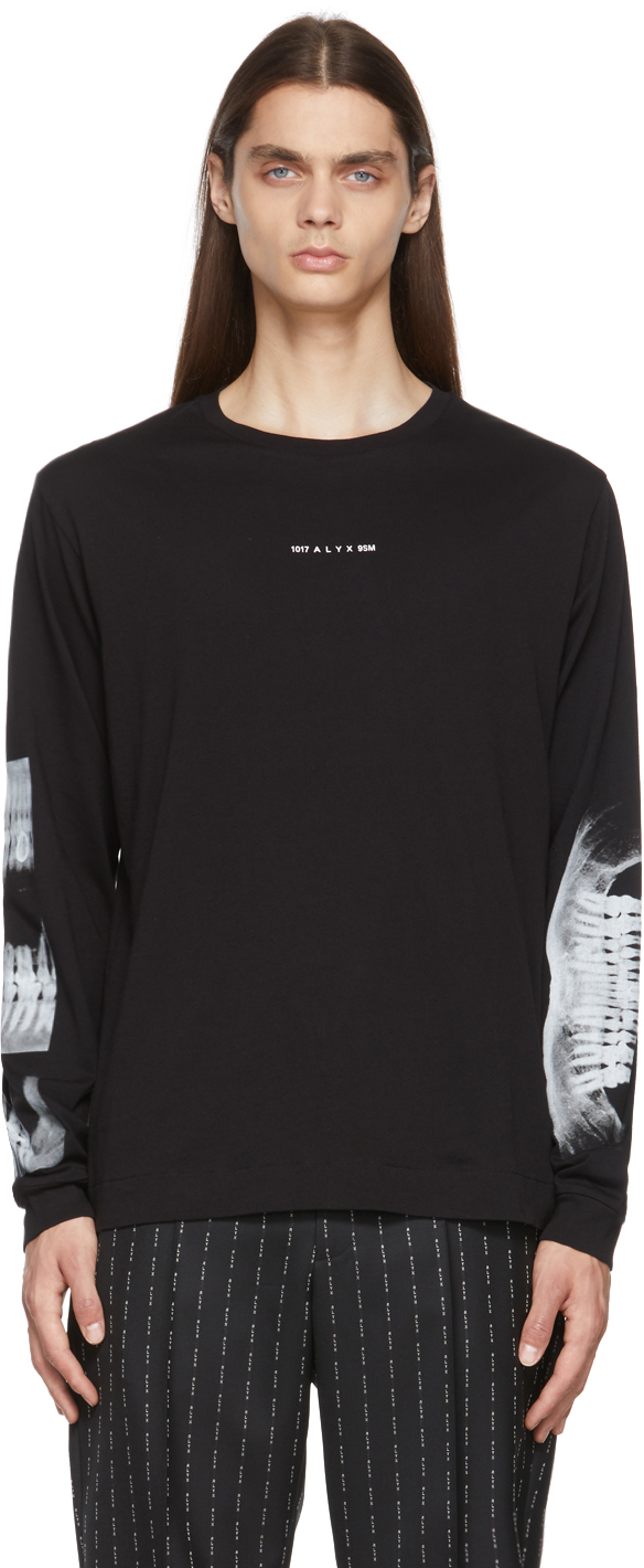 1017 ALYX 9SM Black Triple Print Long Sleeve T-Shirt