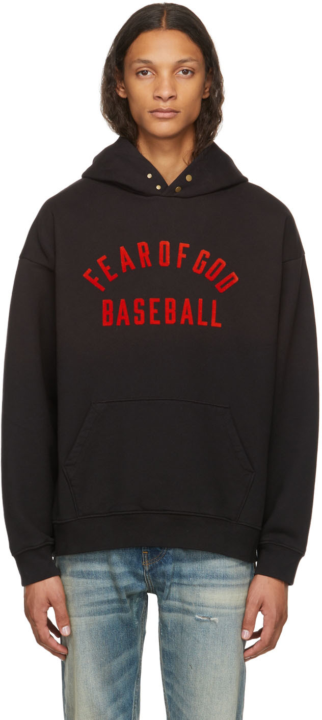 Fear of God Black Baseball Logo Hoodie