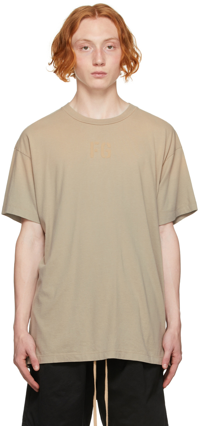 Fear of God: Beige 'FG' T-Shirt | SSENSE