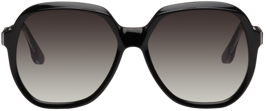 Black Faceted Round Sunglasses