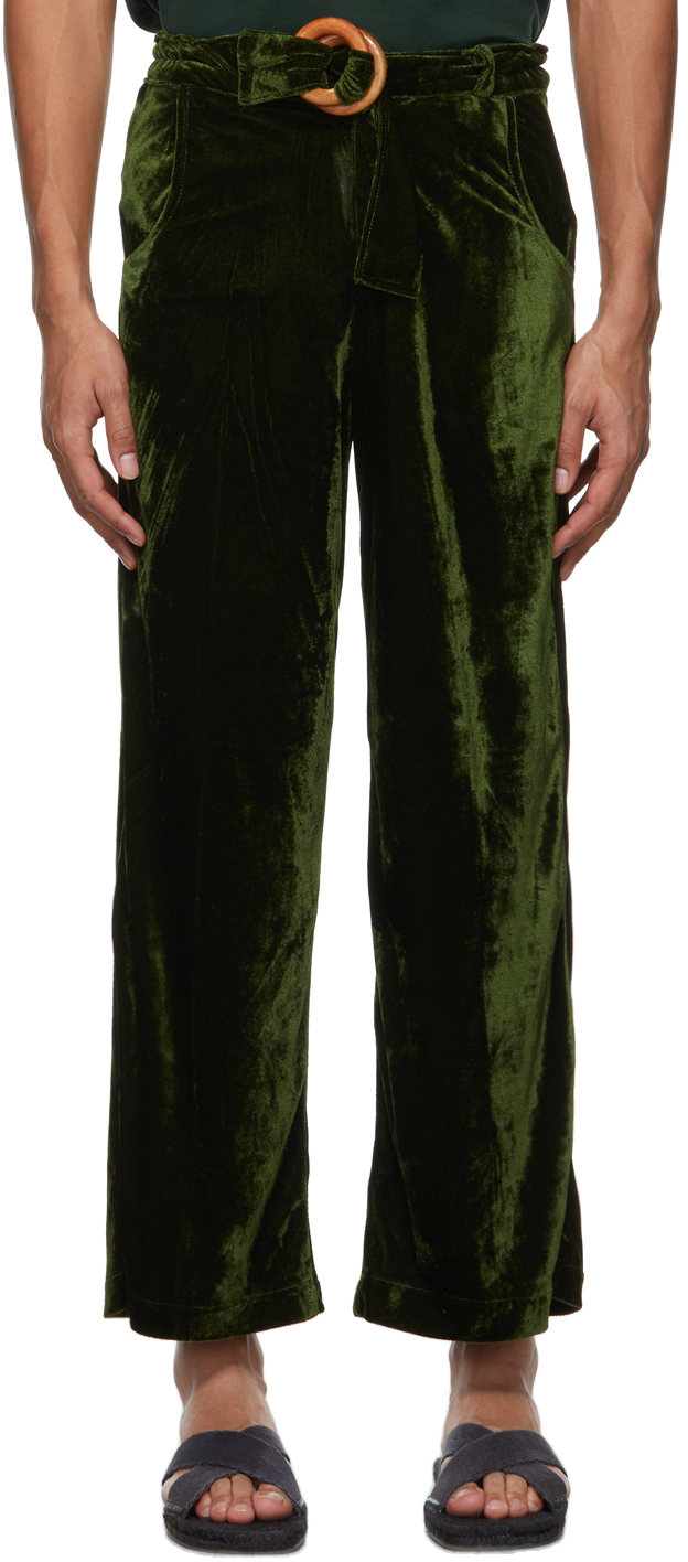 Bloke Green Velour Trousers
