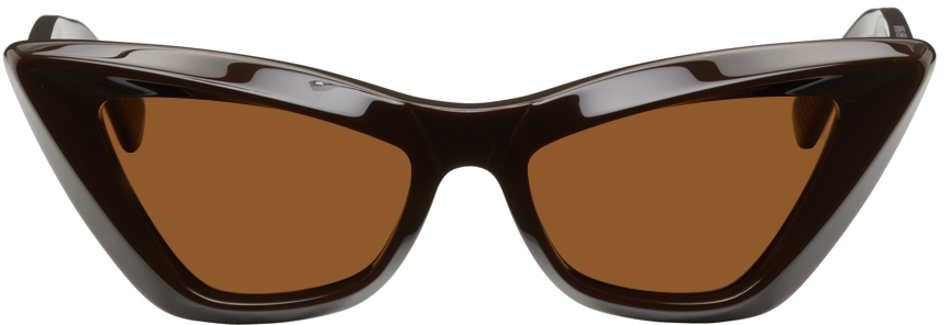 Bottega Veneta Brown Acetate Pointed Cat-Eye Sunglasses