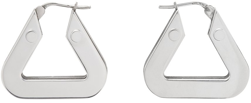 Bottega Veneta® Women's Triangle Hoop Earrings in Silver. Shop