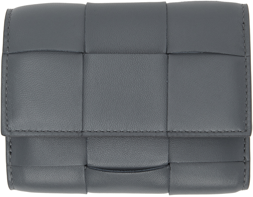 Intrecciato leather wallet Bottega Veneta Silver in Leather - 26359600