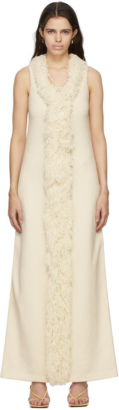 Bottega Veneta Off-White Wool Toweling Fringes Dress