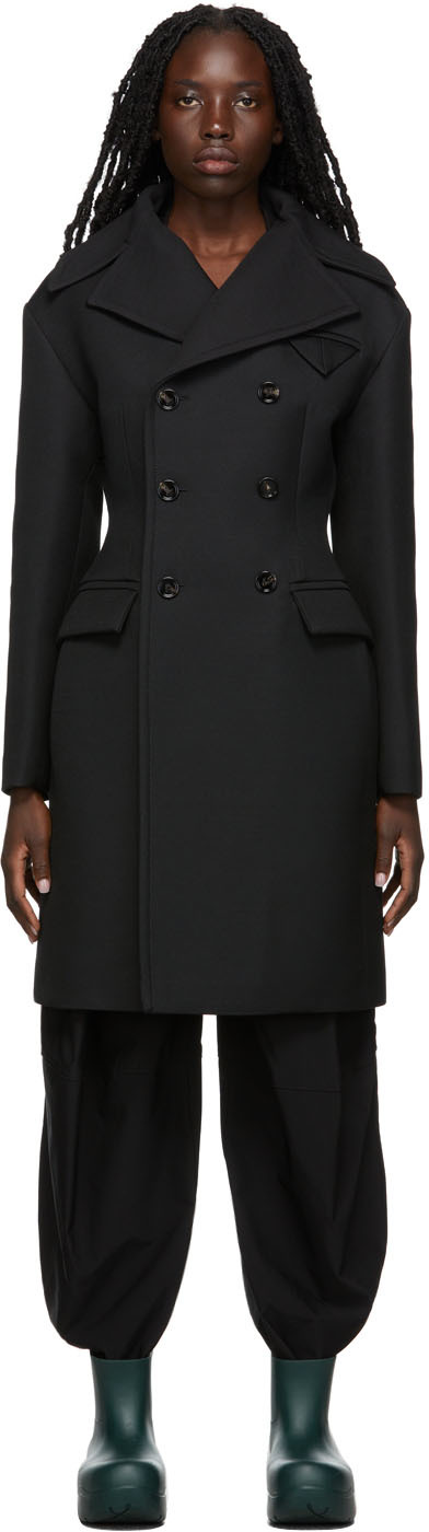 Bottega Veneta Black Wool Double-Breasted Coat