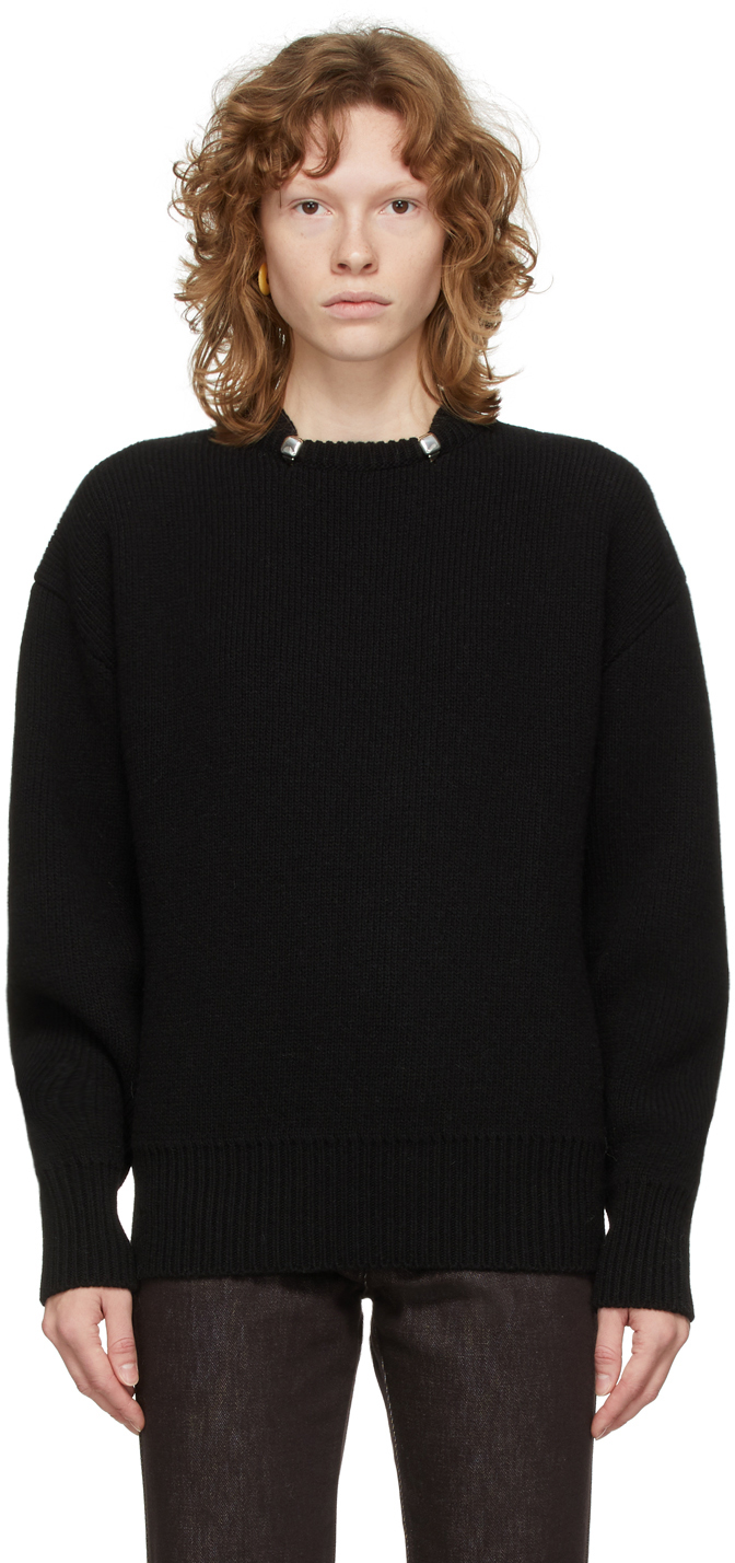 Bottega Veneta Black Shetland Wool Ring Sweater