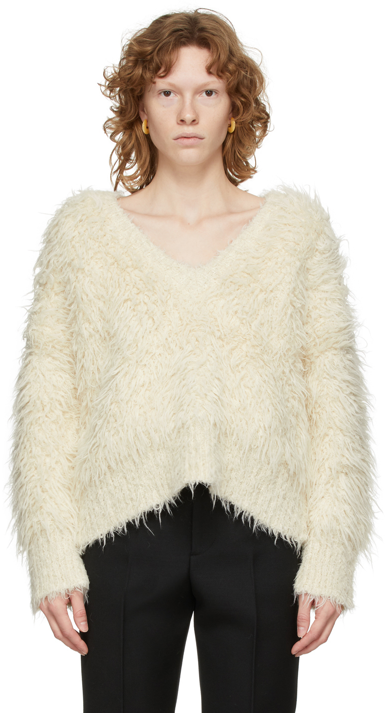 Bottega Veneta Off-White Alpaca Shag Sweater