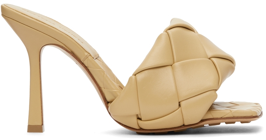 Bottega Veneta Beige Intrecciato Lido Heeled Sandals