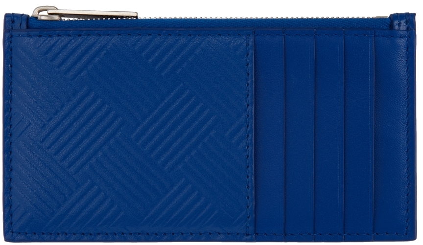 Bottega Veneta Blue Embossed Zip-Up Card Holder