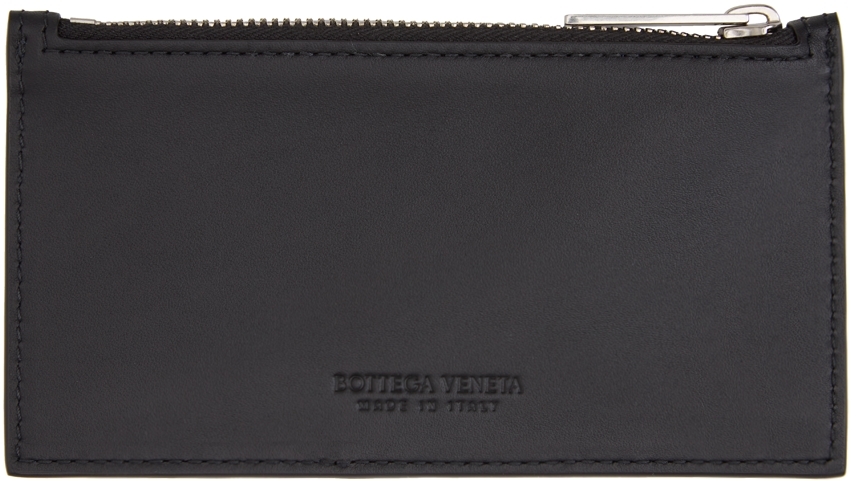 Bottega Veneta Black & Blue Intrecciato Zipped Card Holder