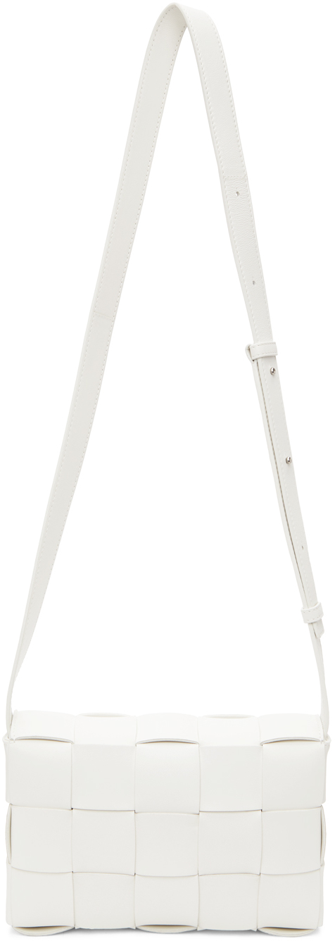 Bottega Veneta White Cassette Crossbody Bag In 9007 White Silver