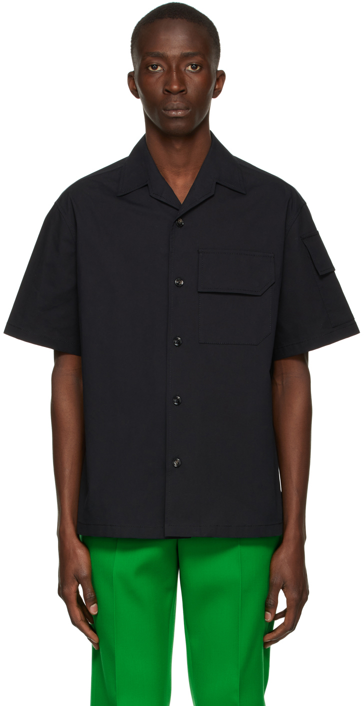 Bottega Veneta: Black Cotton Short Sleeve Shirt | SSENSE