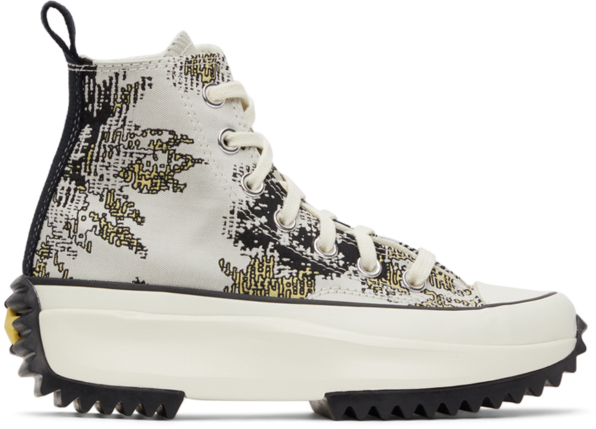Grey & Yellow Hybrid Floral Run Star Hike HiSneakers by Converse on Sale