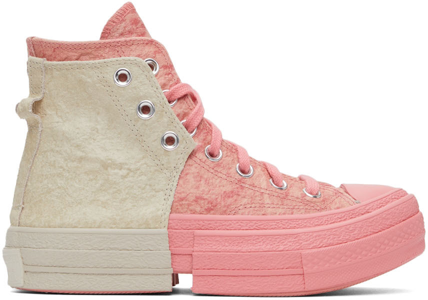 Converse Pink & Beige Feng Chen Wang Edition 2-in-1 Chuck 70 Hi Sneakers