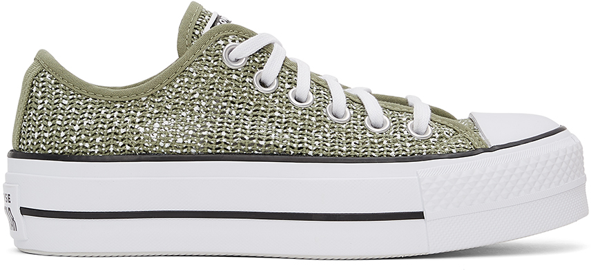 Converse Green Breathable Platform All Star Low Sneakers
