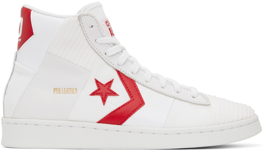 Converse White & Red Pro Leather Parquet Court Sneakers - 170900C