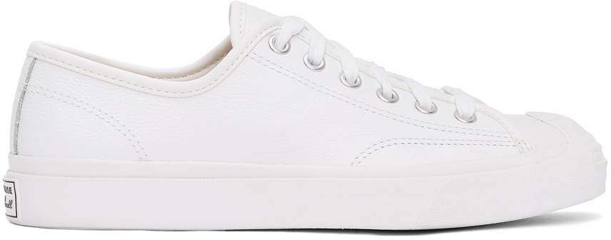 Converse: White Leather Jack Purcell Sneakers | SSENSE