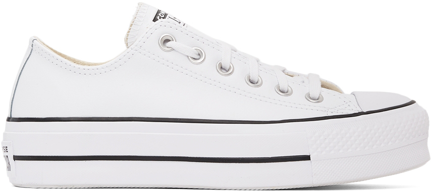SSENSE Men Shoes Sneakers Platform Sneakers White Leather Chuck Taylor All Star Platform Low Sneakers 