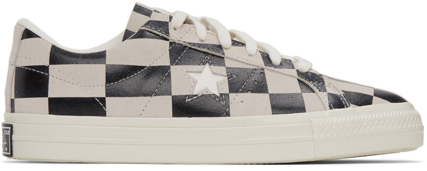 Black & White Check One Star Sneakers by Converse on Sale