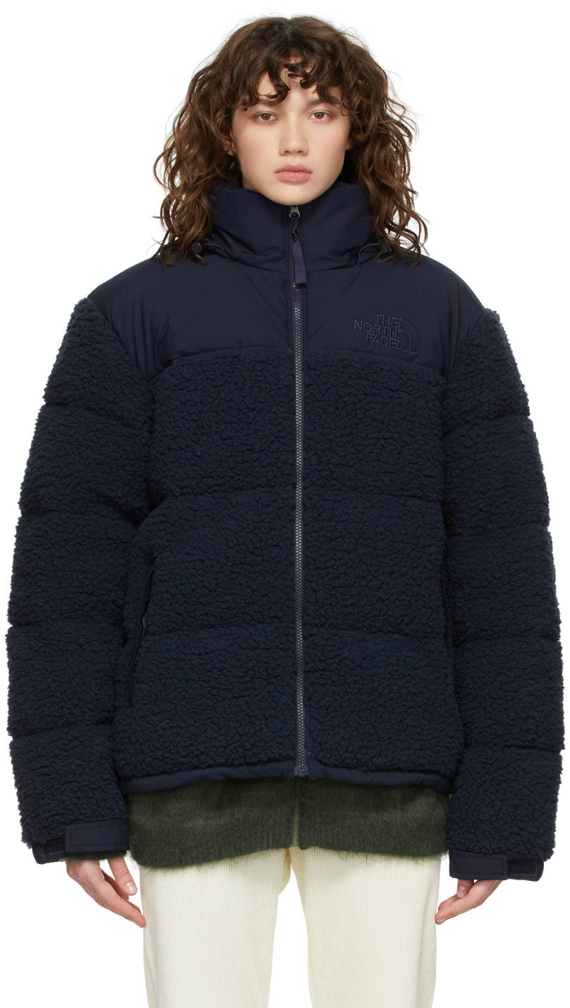 The North Face: Navy Sherpa Nuptse Down Jacket | SSENSE Canada