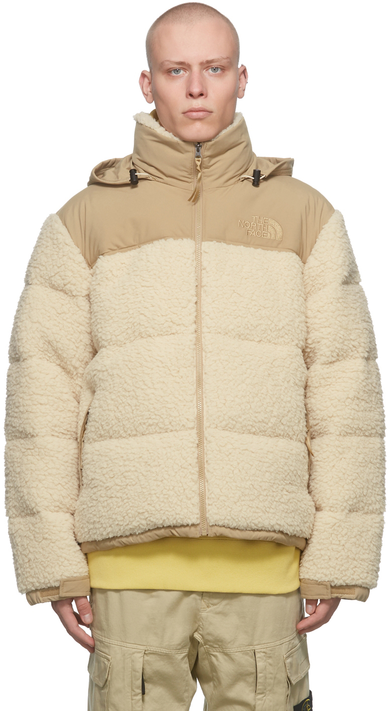 Beige Down Sherpa Nuptse Jacket